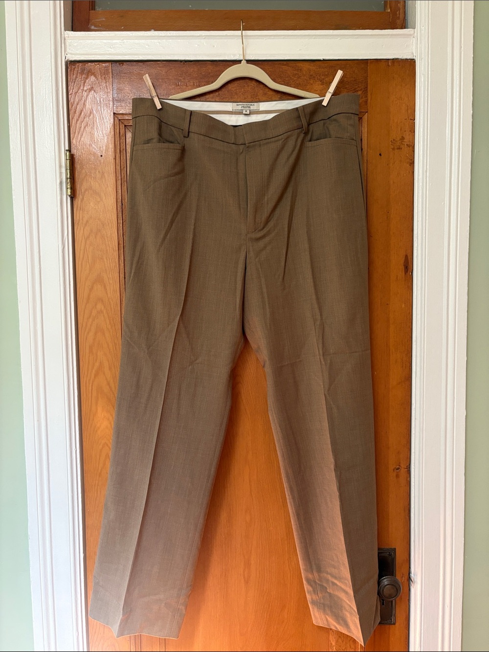 Banana Republic Camel Tan Siena Straight-Leg Italian Wool Pants